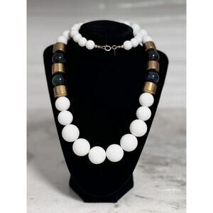 Vintage Cadoro Signed Chunky Lucite & Green Bakelite Beaded Necklace 30in